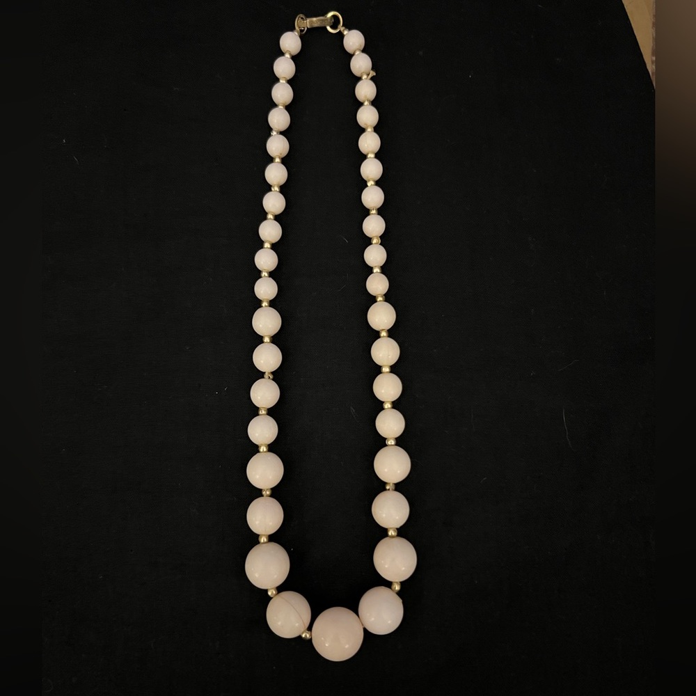 Vintage Light Baby Pink Beaded Necklace
